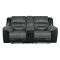 Black and Gray Wooden Dual Recliner Loveseat with Console and Cupholders Q5520