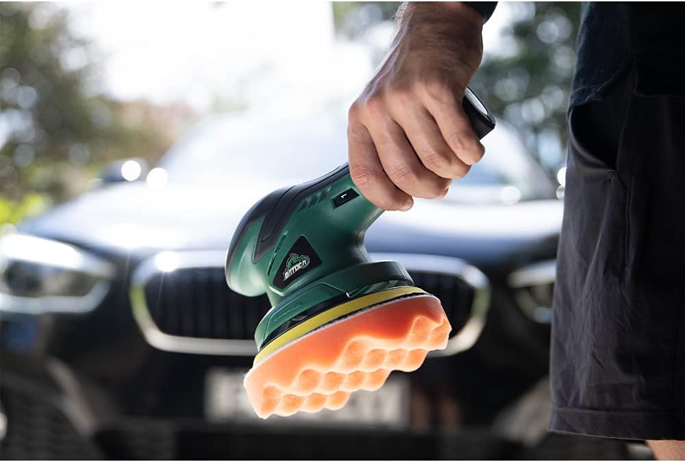 Cordless Car Buffer Polisher with 12V Lithium Rechargeable Battery Brushless Polisher with Variable Speed, 2pcs 2.0Ah Portable Buffer Kit N31368