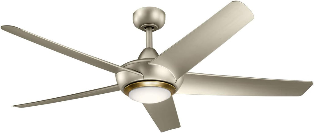 52 inch LED Ceiling Fan in Nickel with Frosted White Polycarbonate Lens L2744
