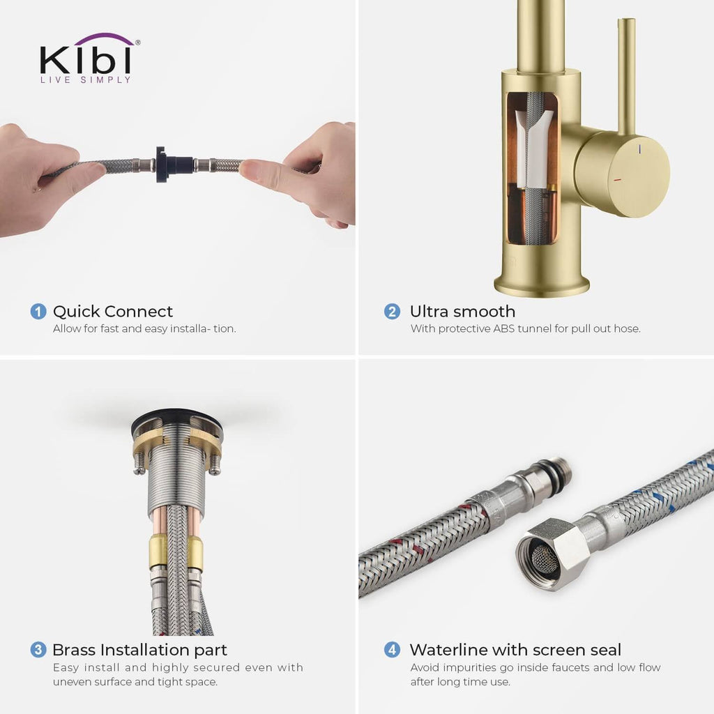 Single Hole Pull-Down Kitchen Faucet with Soap Dispenser Brushed Nickel L5730
