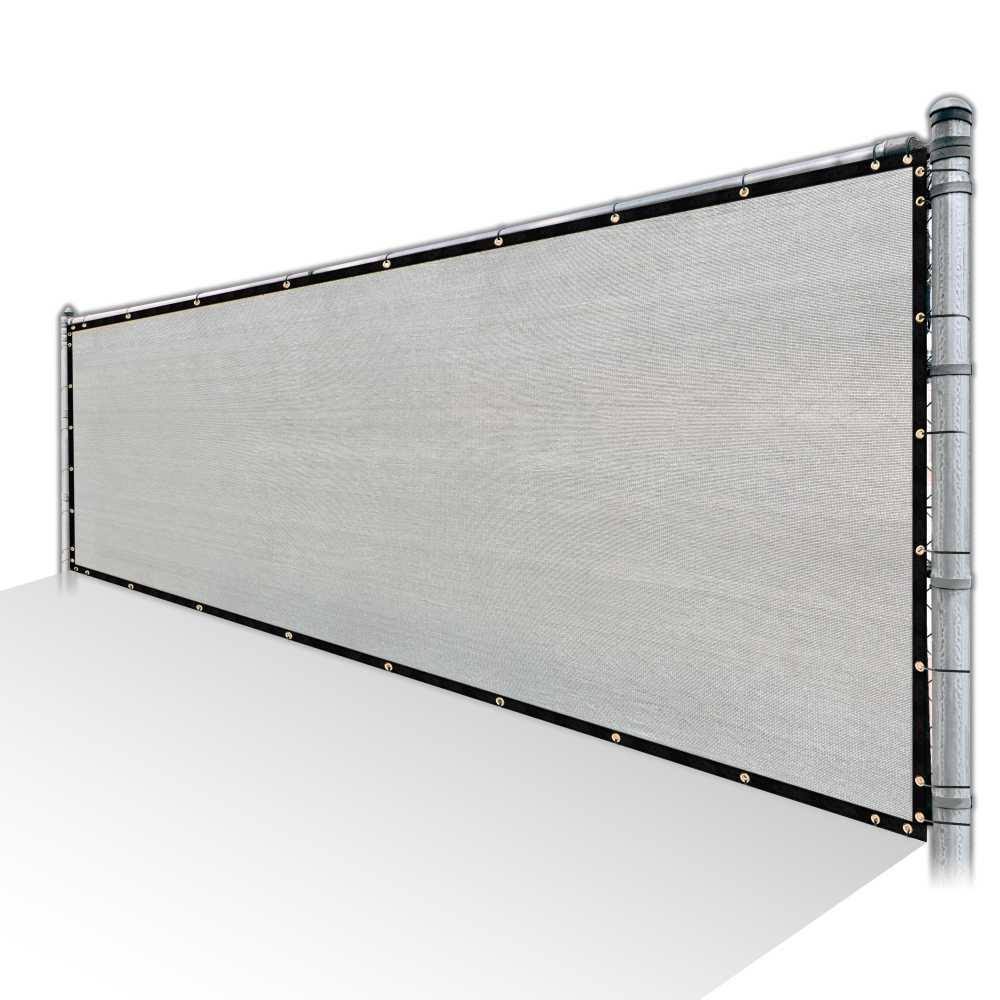 Grey Privacy Fence Screen HDPE Mesh Windscreen with Reinforced Grommets B368957