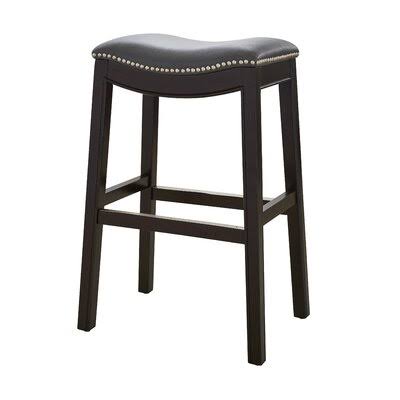 30-Inch Gray Fabric Saddle Seat Bar Stool with Solid Wood Frame G971977