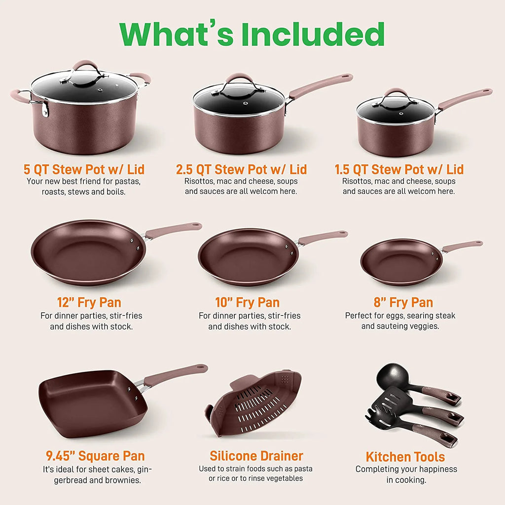 20 Piece Non Stick Pots and Pans Cookware and Bakeware Set J2455
