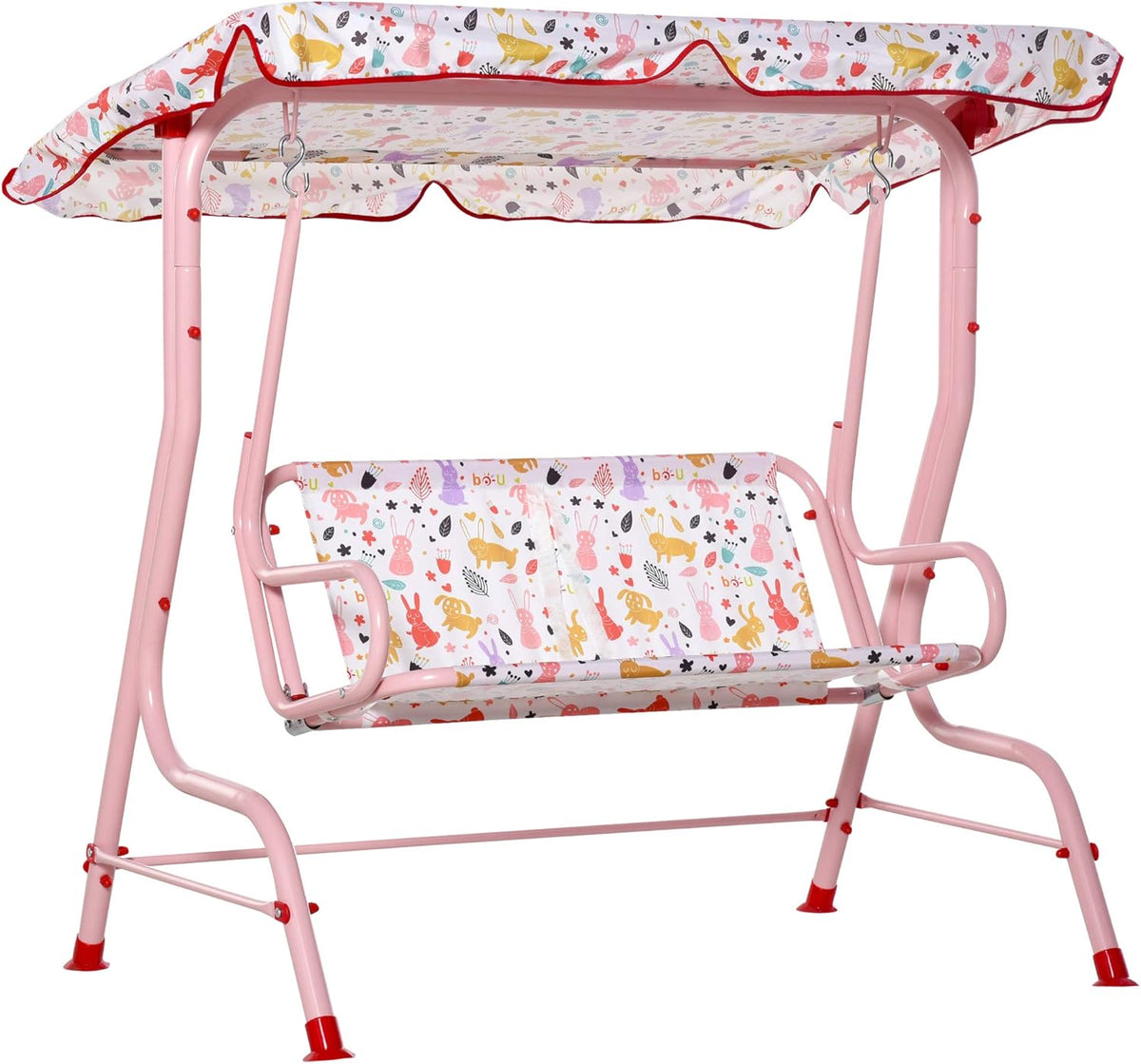 2-Seat Kids Canopy Swing Chair with Shade Awning Seat Belt K459