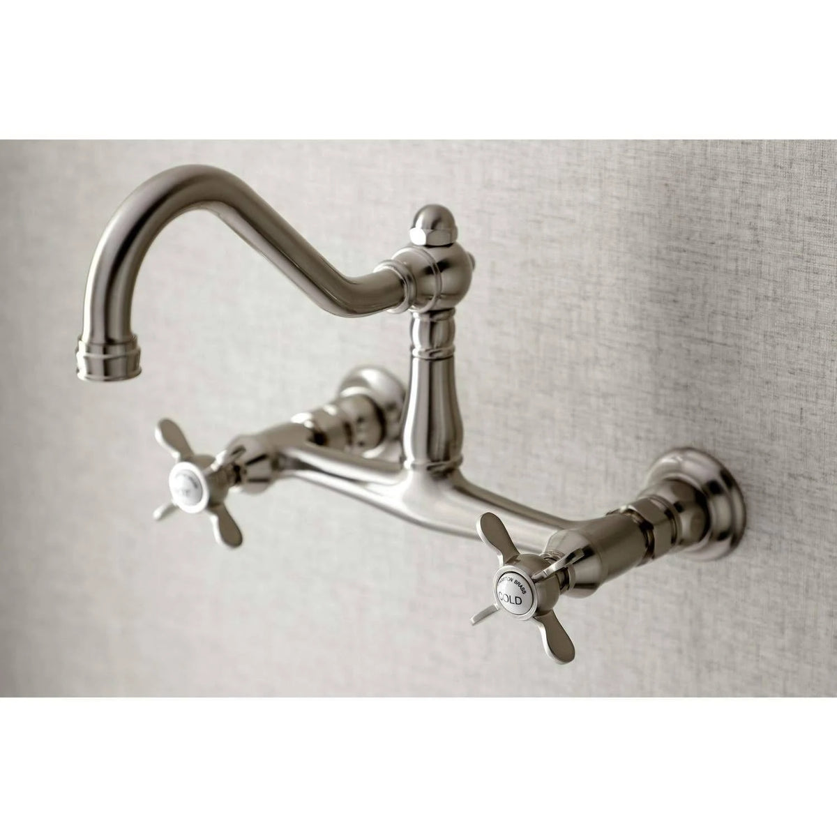8x22 Center Wall Mount Bathroom Faucet, Brushed Nickel D592
