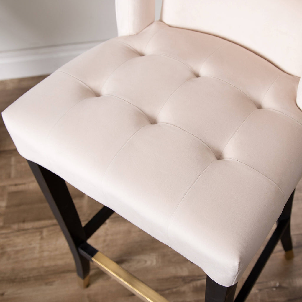Ivory Tufted Velvet Bar Stool Q75478