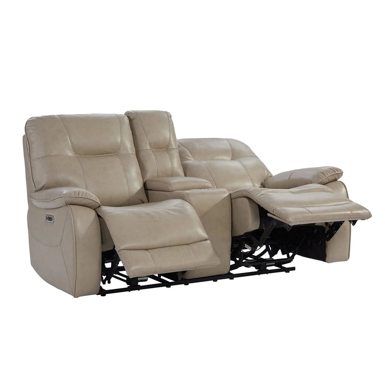 Tan Polyester/PU Power Console Loveseat G90420