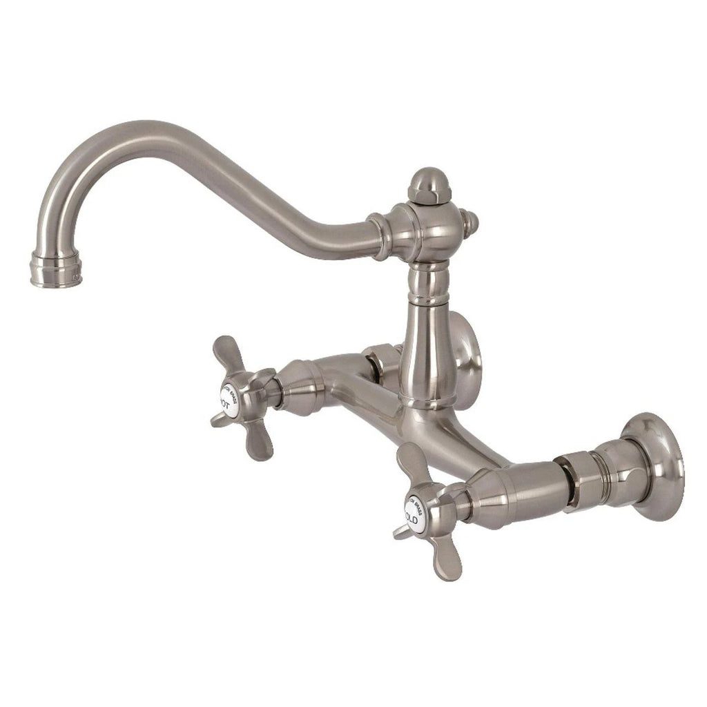 8x22 Center Wall Mount Bathroom Faucet, Brushed Nickel D592