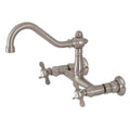 8x22 Center Wall Mount Bathroom Faucet, Brushed Nickel D592