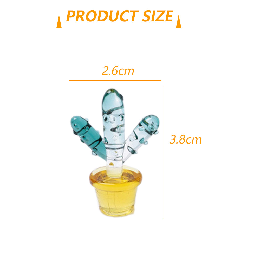 Handmade Blown Glass Cactus Figurines Desk Decorations K20946