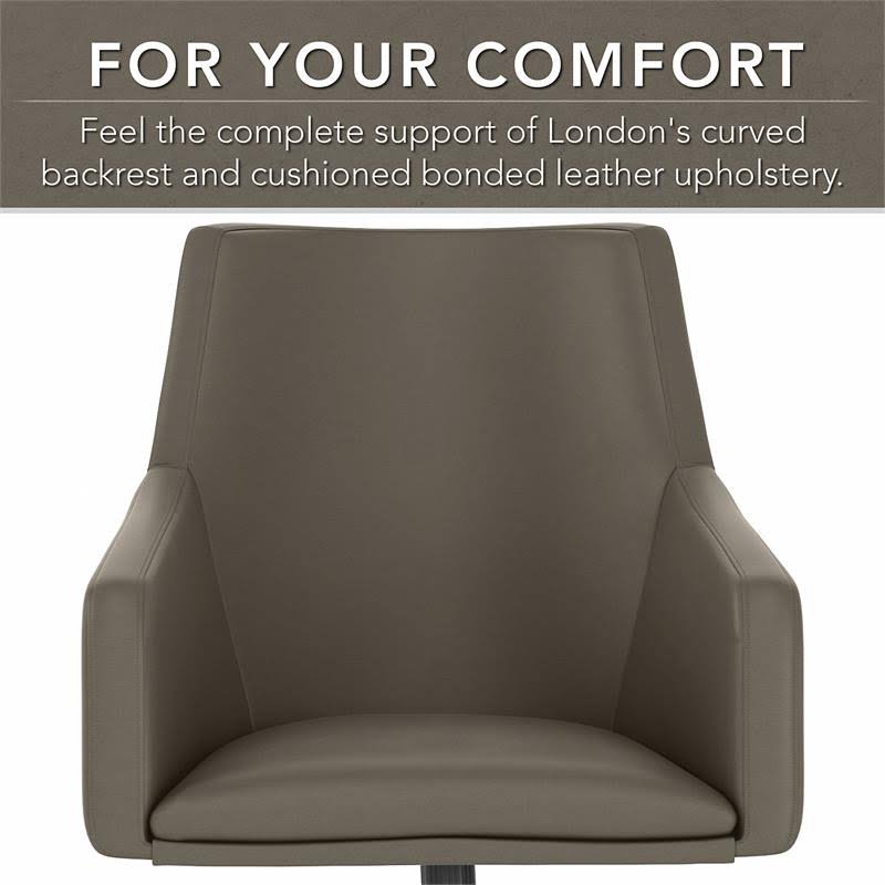 Washed Gray Leather Mid Back Box Chair M683