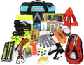 82 Pc Auto Roadside Emergency Car Kit with Tire Repair Kit, Jumper Cables, Portable Air Compressor, Tow Strap, Emergency Triangle R23696