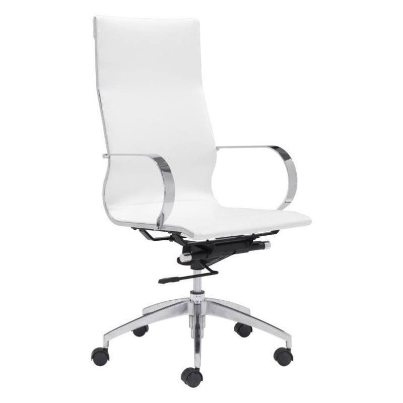 White Faux Leather Office Chair Y729105