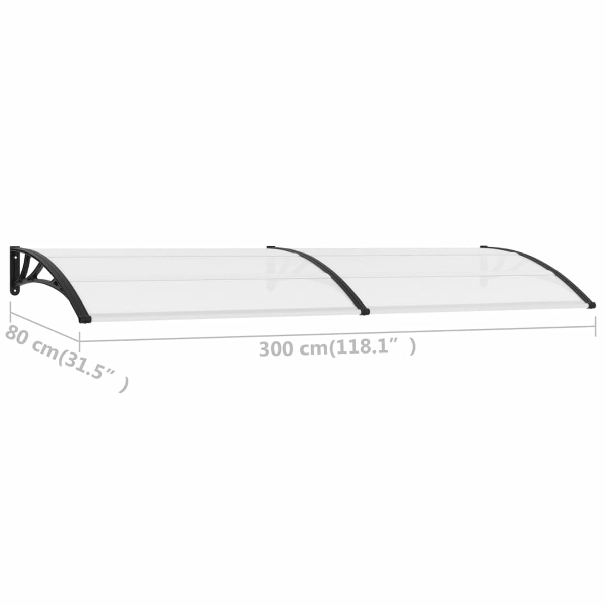 Door Canopy Black and Transparent 118.1"x31.5" PC Z741