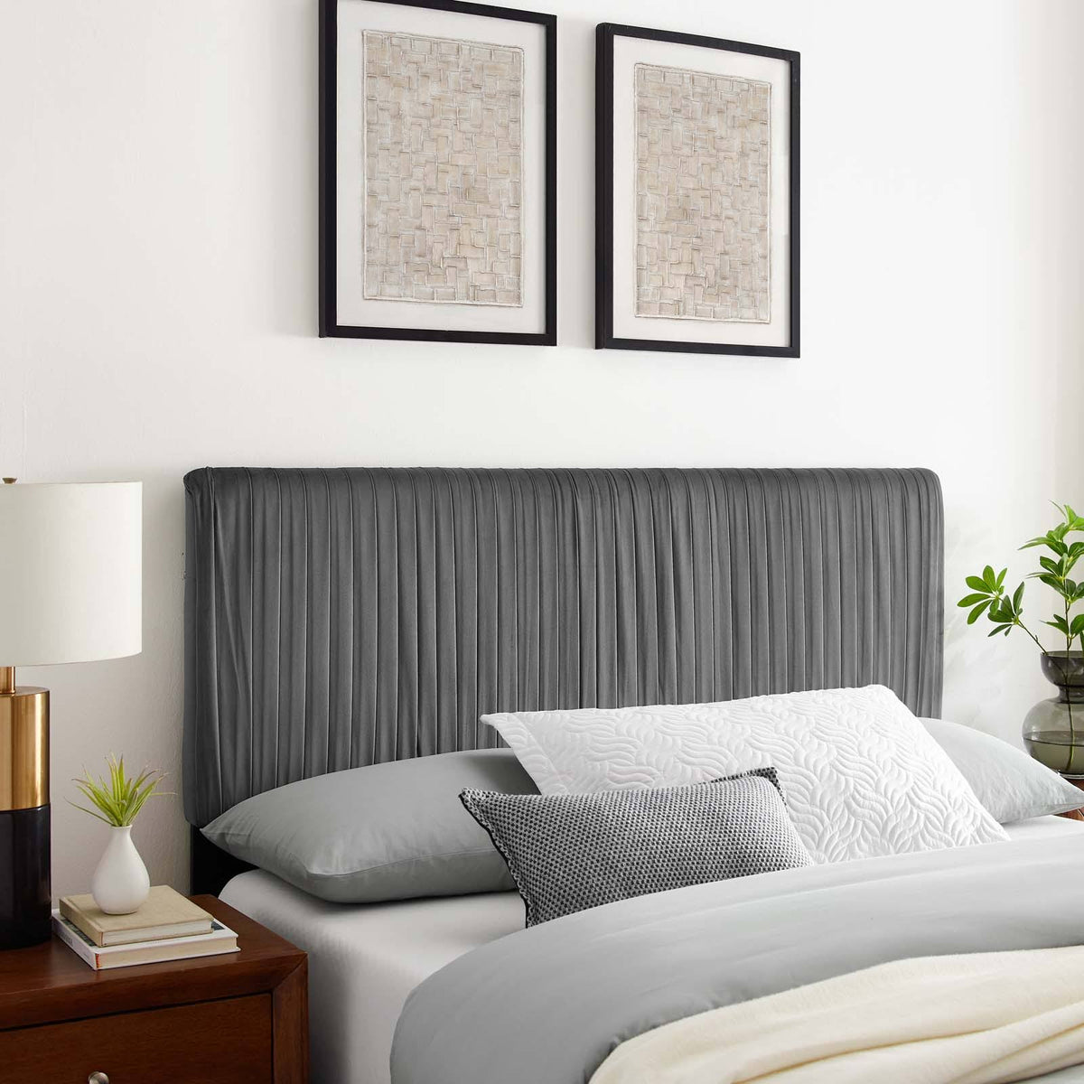 White Performance Velvet King/California King Headboard A132