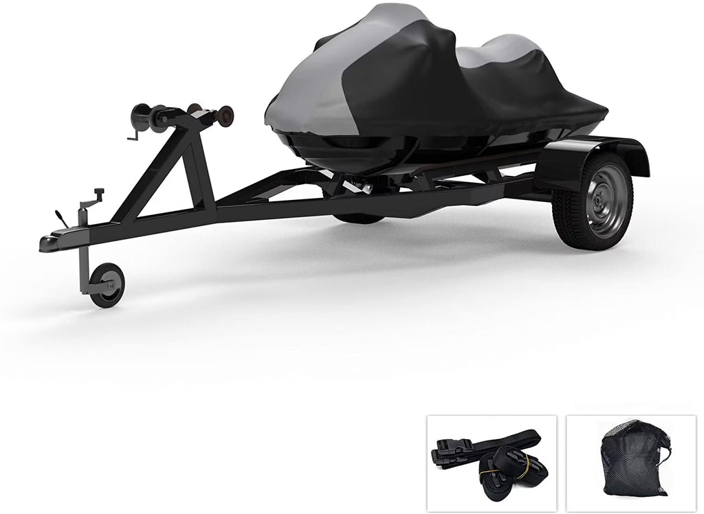 Gray/Black All Weather Jet Ski Covers with Trailer Straps and Storage Bag A28638