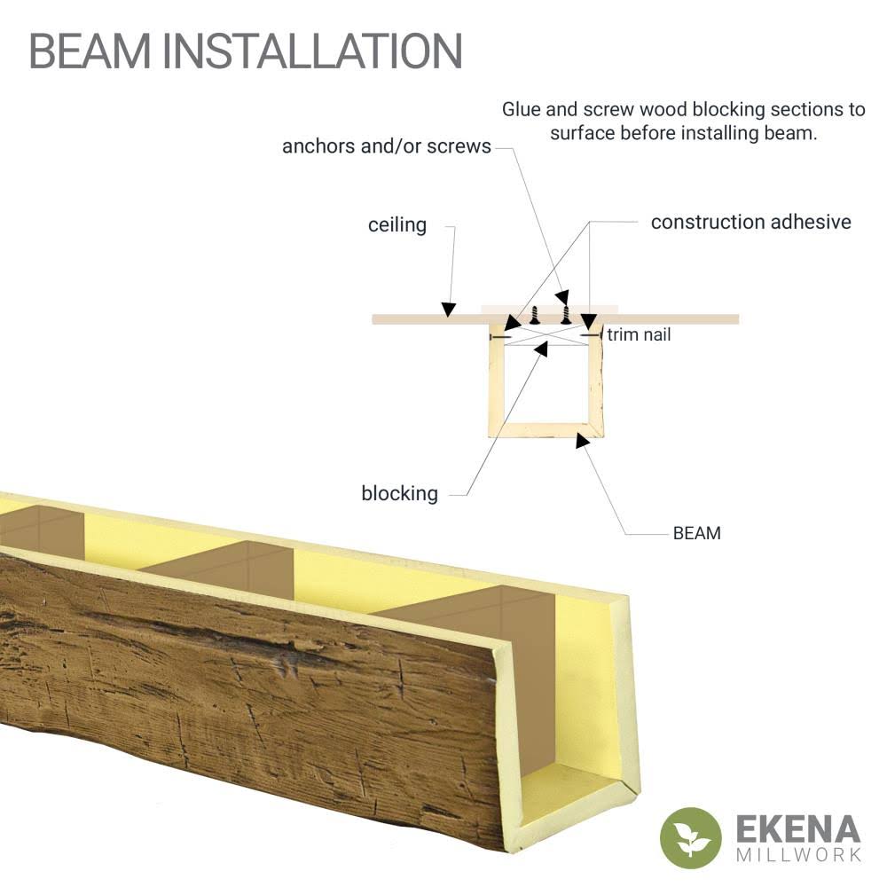 White 3-Sided Faux Wood Ceiling Beam L366635
