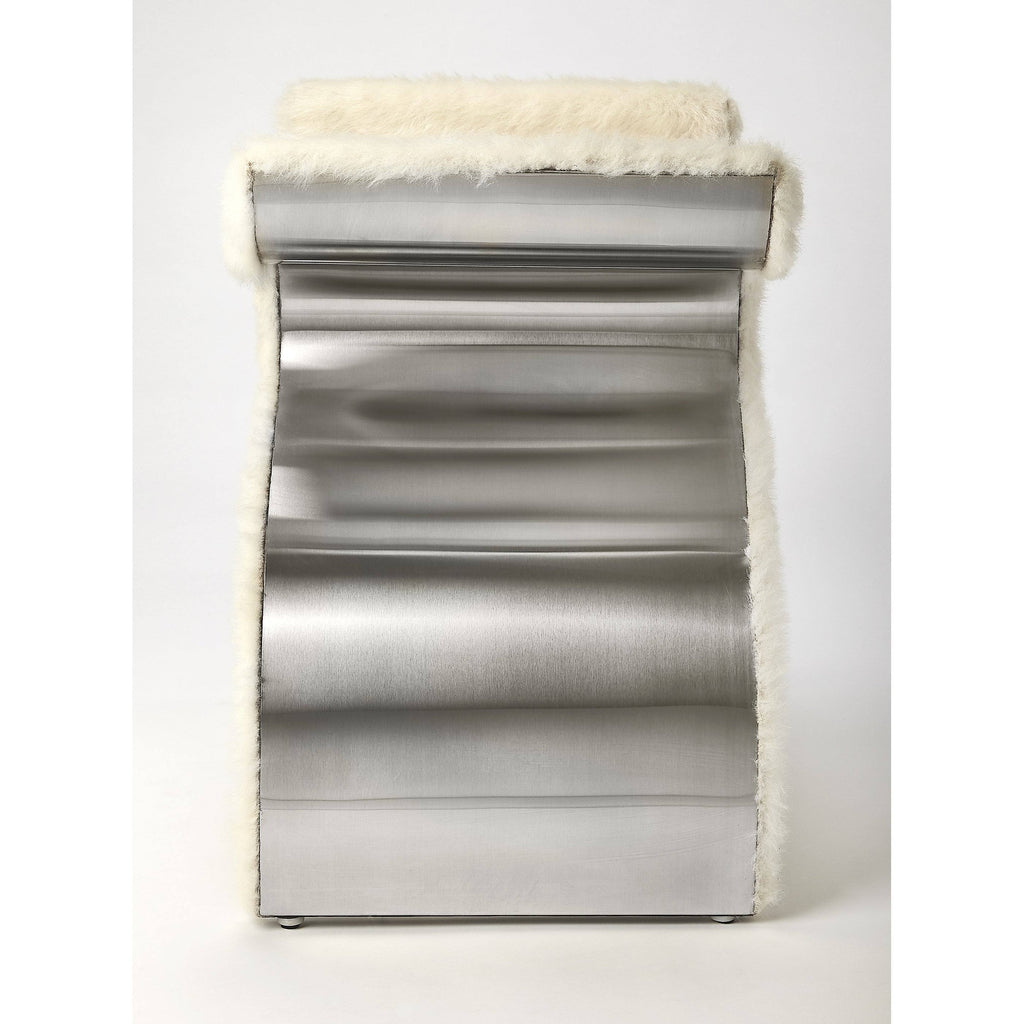 Faux Fur Silver Stool J258
