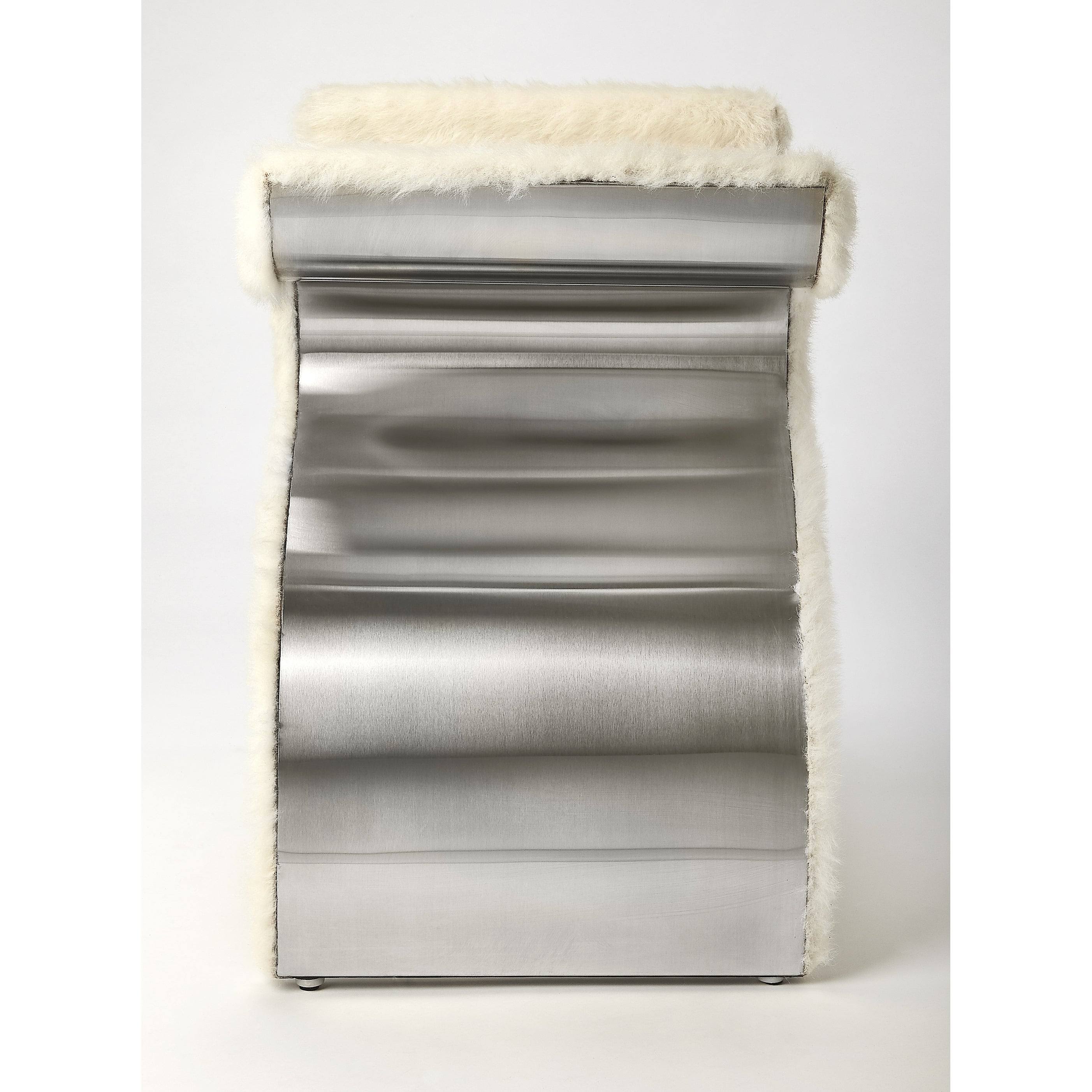 Faux Fur Silver Stool J258
