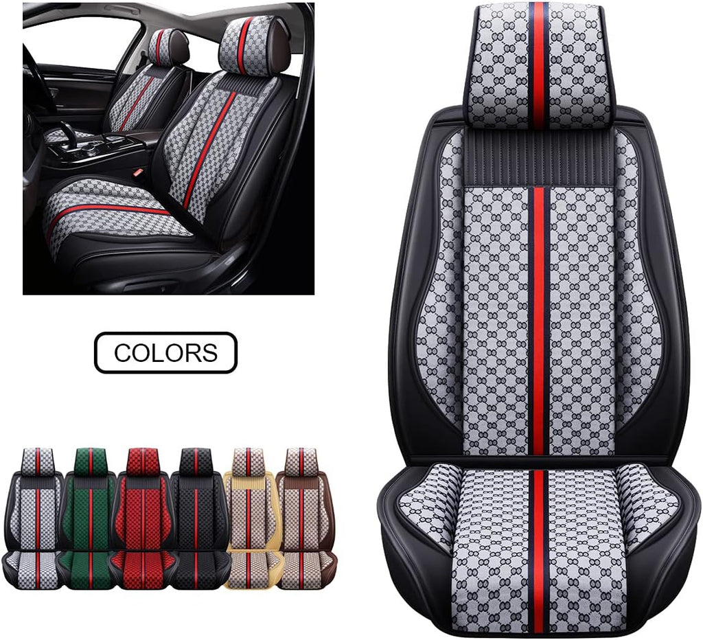 Brown Faux Leather Car Seat Covers Front Pair R16994
