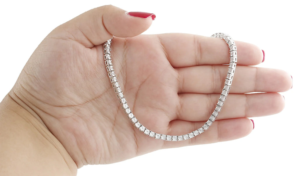 Mens 1 Row Diamond Link Choker Chain 18" Sterling Silver G3572