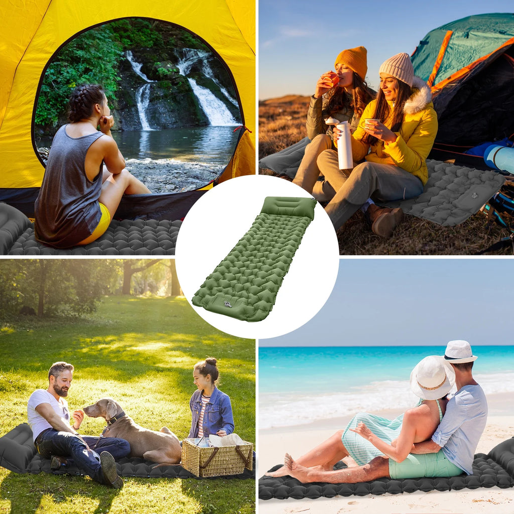 Ultralight Inflatable Camping Sleeping Pad with Pillow and Built in Pump T938387