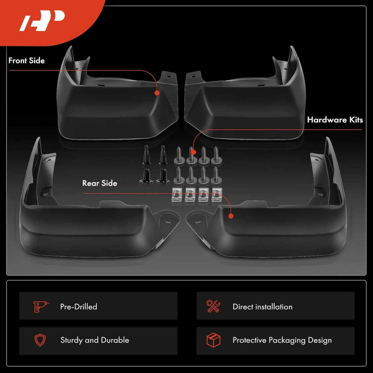 Set of 4 Mud Flaps with Hardware Kits I6772