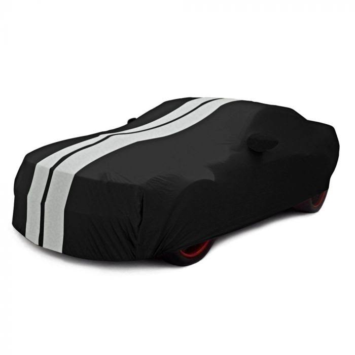 Black with Gray Stripes Convertible Car Cover I558