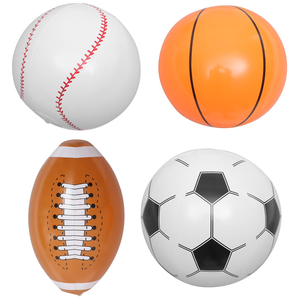 4 Pcs Inflatable Beach Ball Soccer Sports Pool Toys I774904