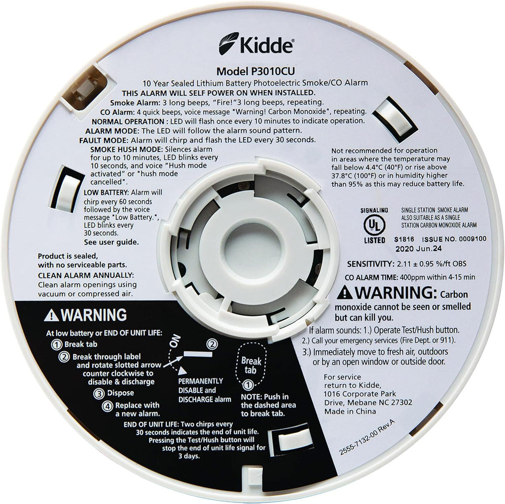 Combination Smoke & CO Alarm with Voice Alert, Lithium Battery Powered, Pack of 2 J163