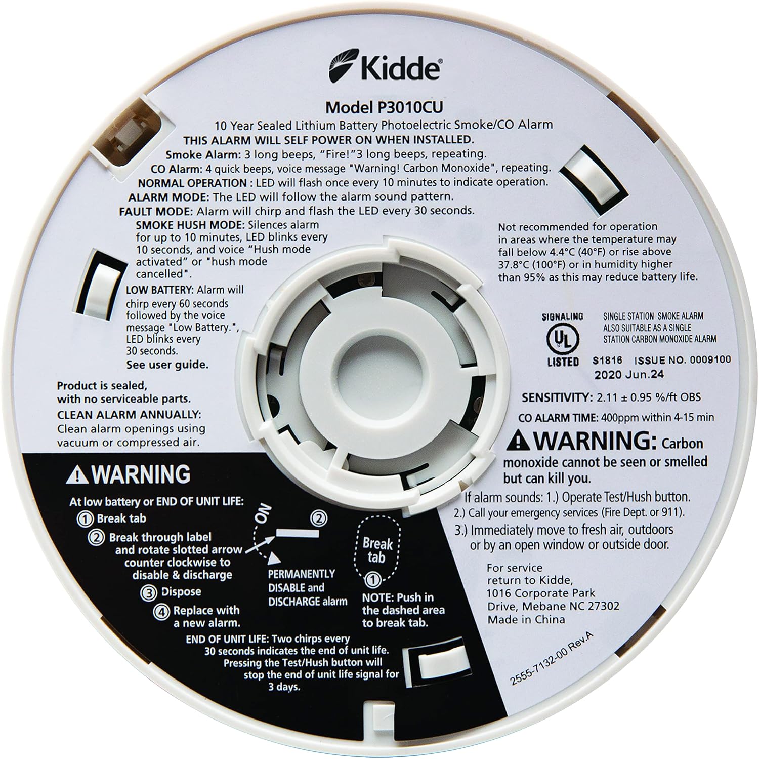 Combination Smoke & CO Alarm with Voice Alert, Lithium Battery Powered, Pack of 2 J163