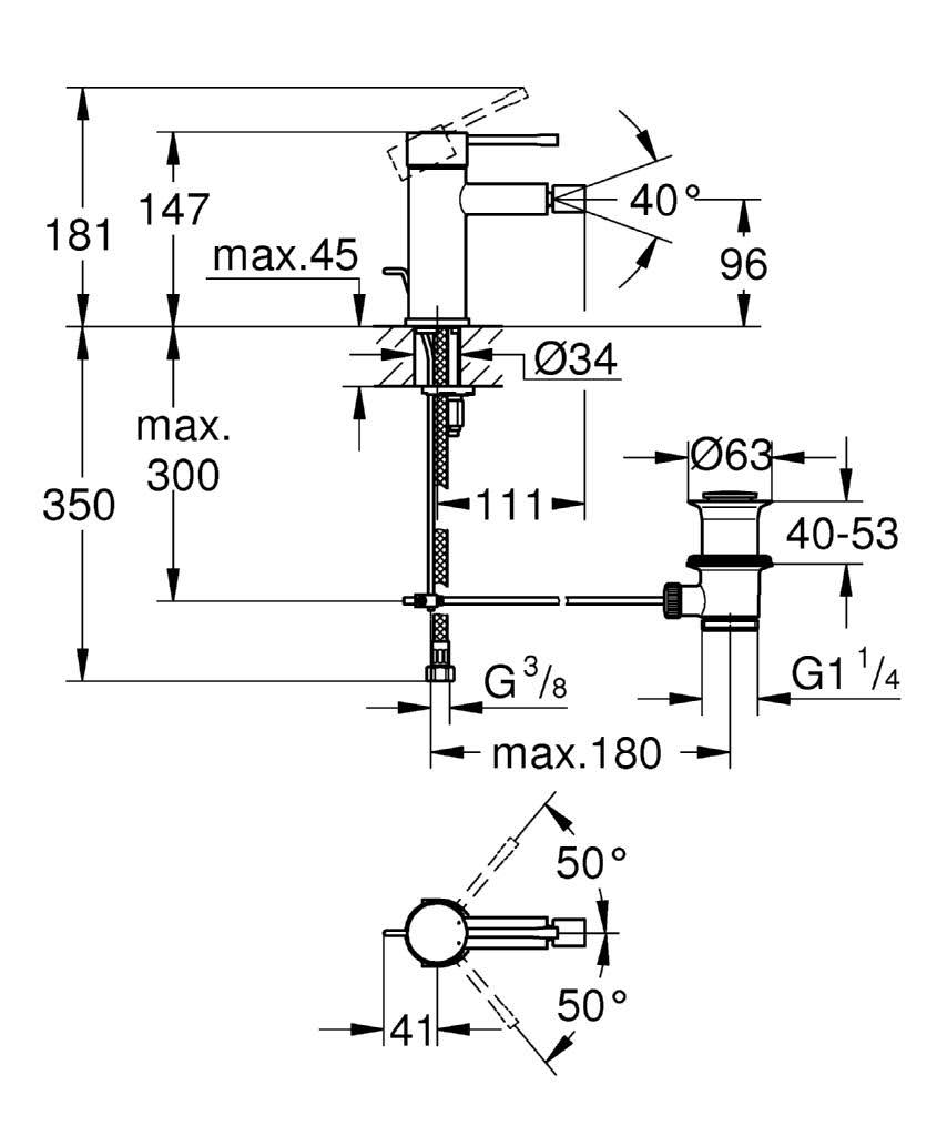 Chrome Single Lever Bidet Mixer B94546