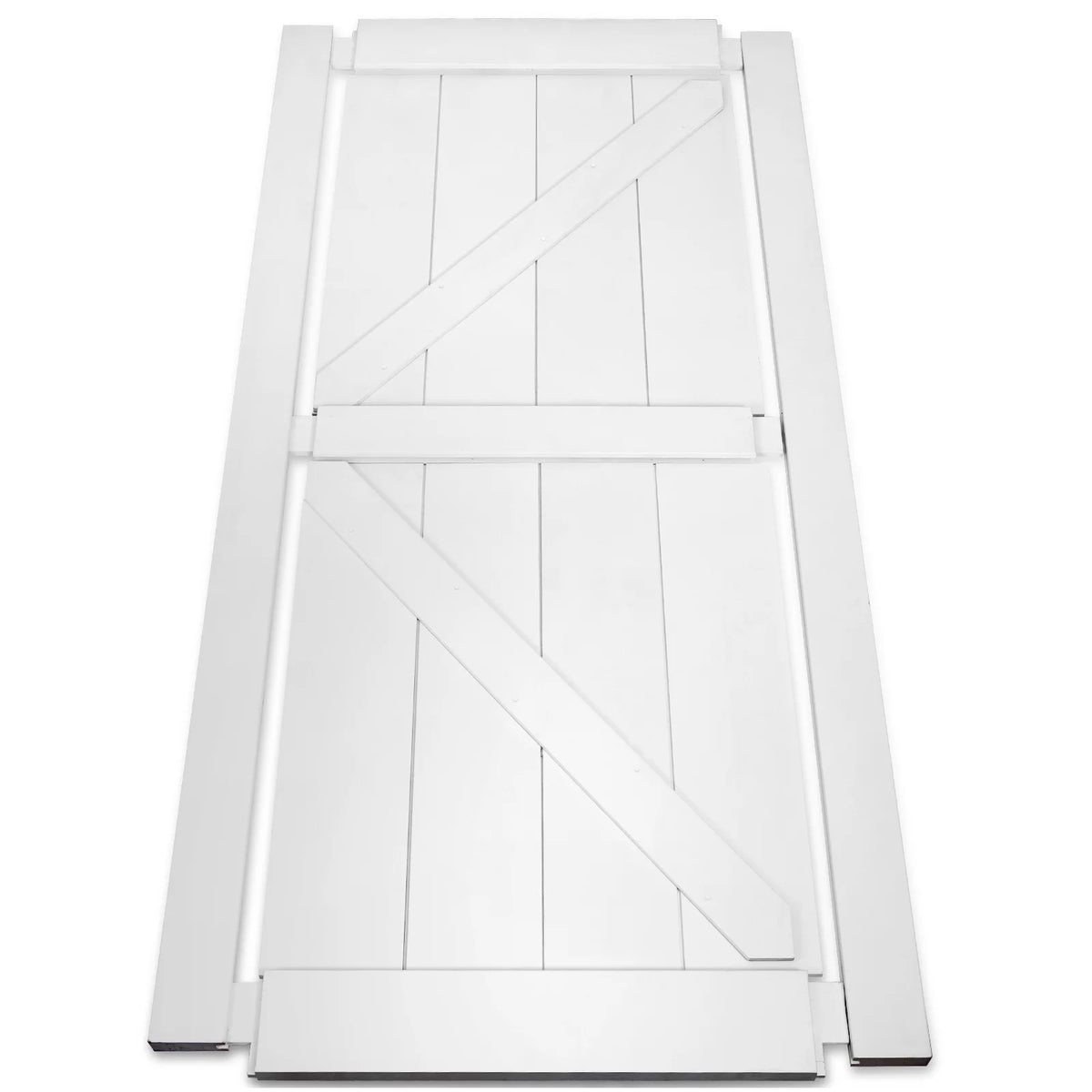 White Primed Paneled Wood Sliding Barn Door P5075