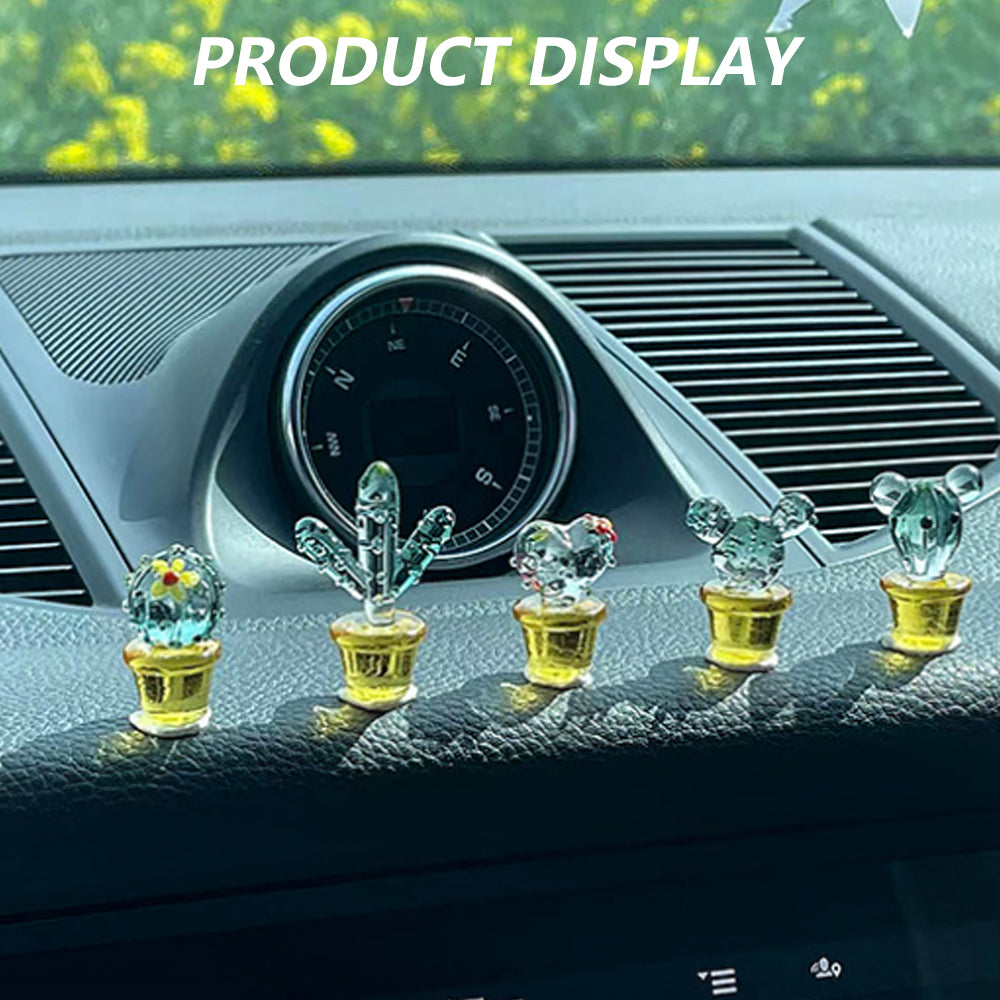 Handmade Blown Glass Cactus Figurines Desk Decorations K20946
