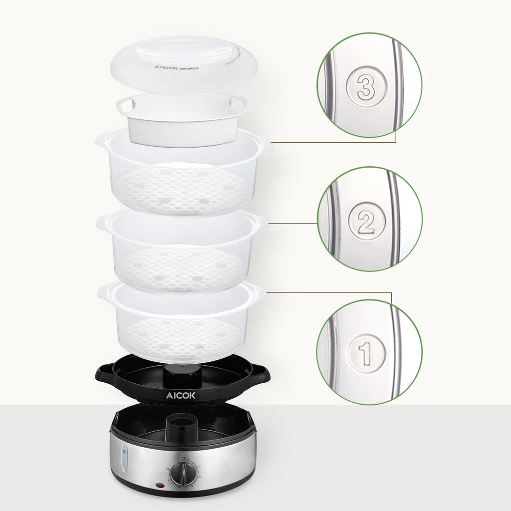 White 9.5 QT 3-Tier Electric Steamer X3002