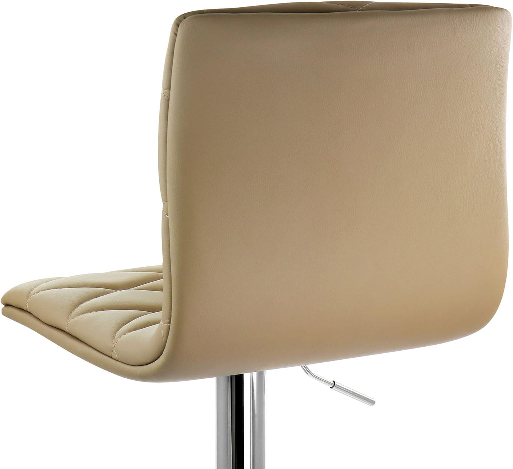 2 Piece Adjustable Faux Leather Bar Stool in Camel with Chrome Base E36561