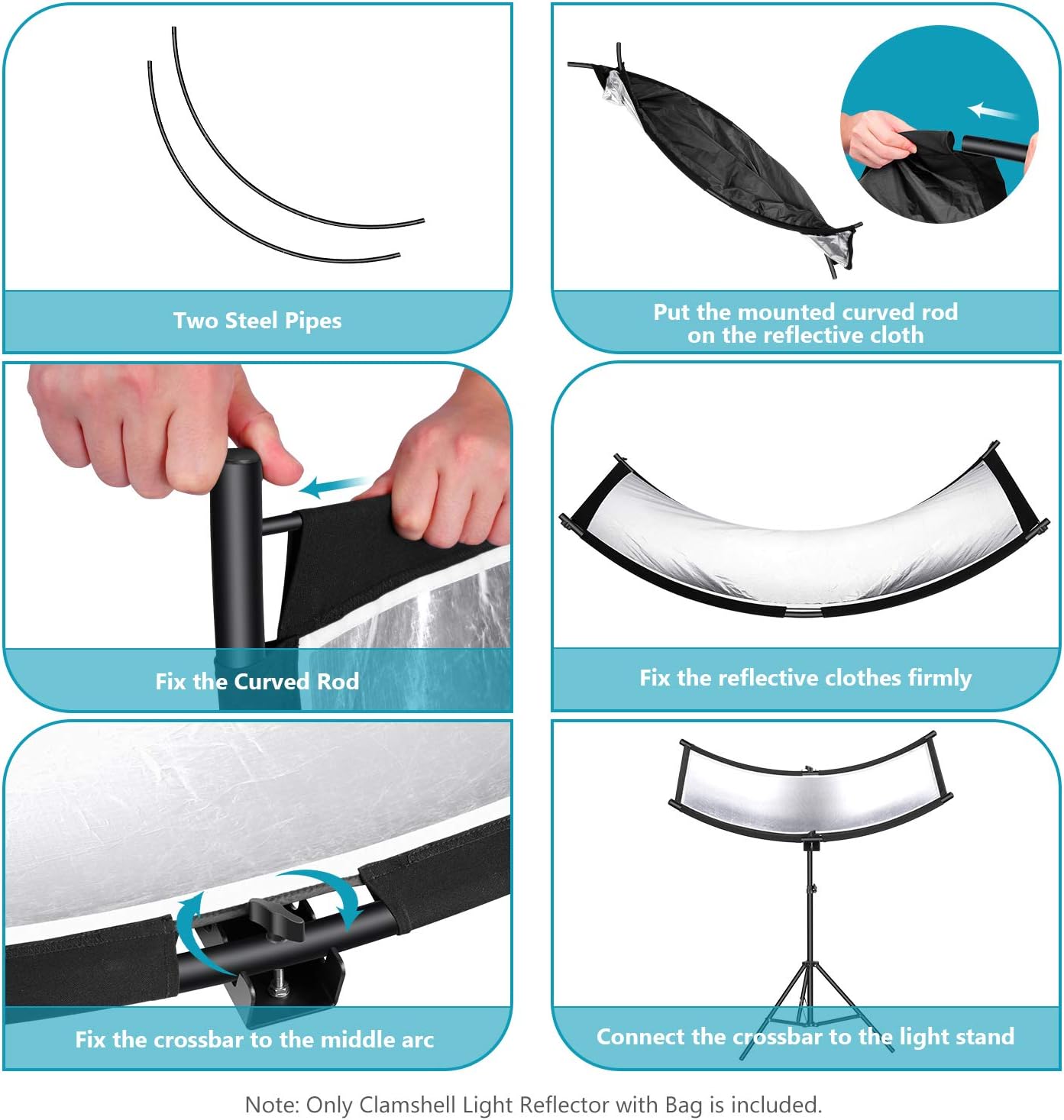 Black/White/Gold/Silver Photography Curved Lighting Reflector with Carrying Bag C4789