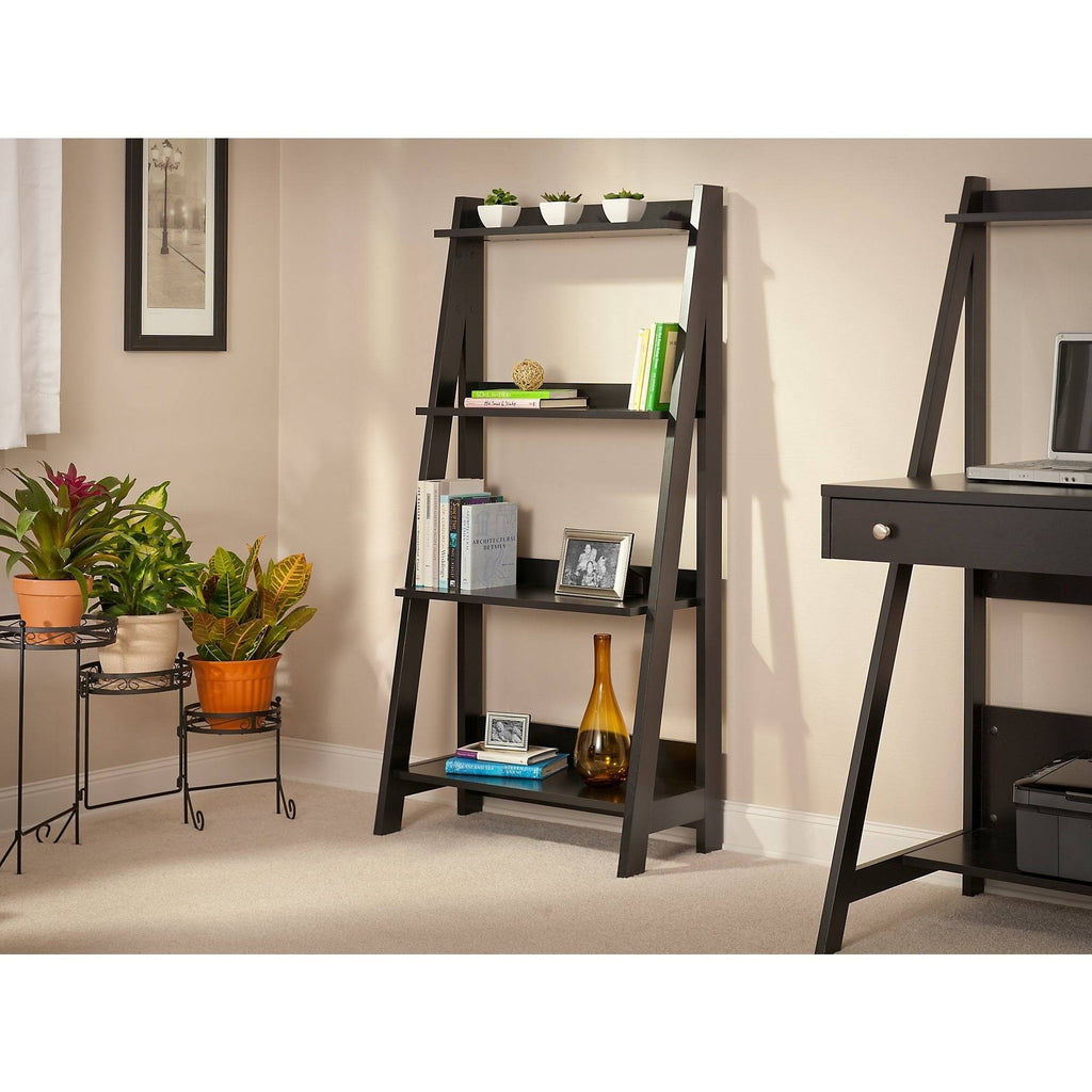 Classic Black Ladder Bookcase T97044
