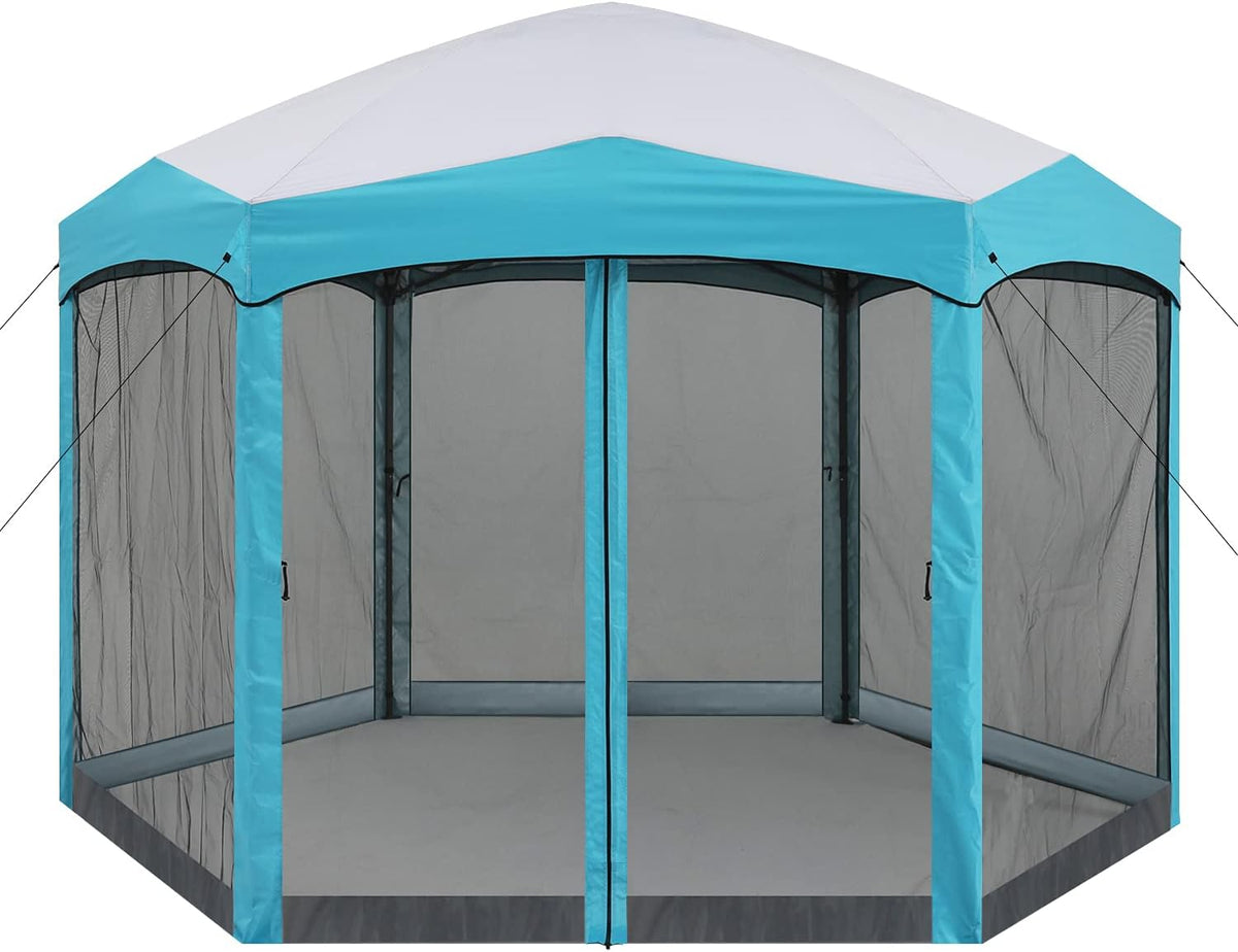 12x12 ft Hexagon Pop Up Gazebo with Netting D509