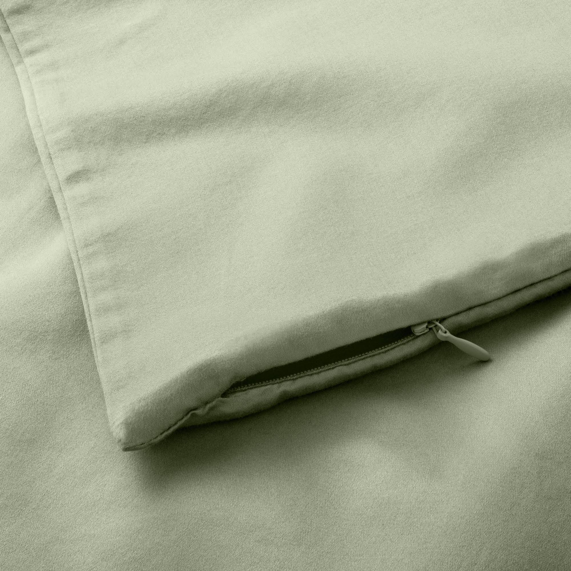 Sage Green Supima Washed Sateen Duvet & Sham Set I395