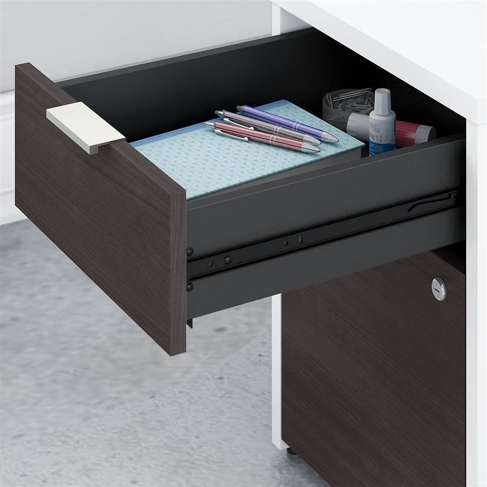 72w Desk with Drawers and Small Storage Cabinet Storm Gray/White L4800