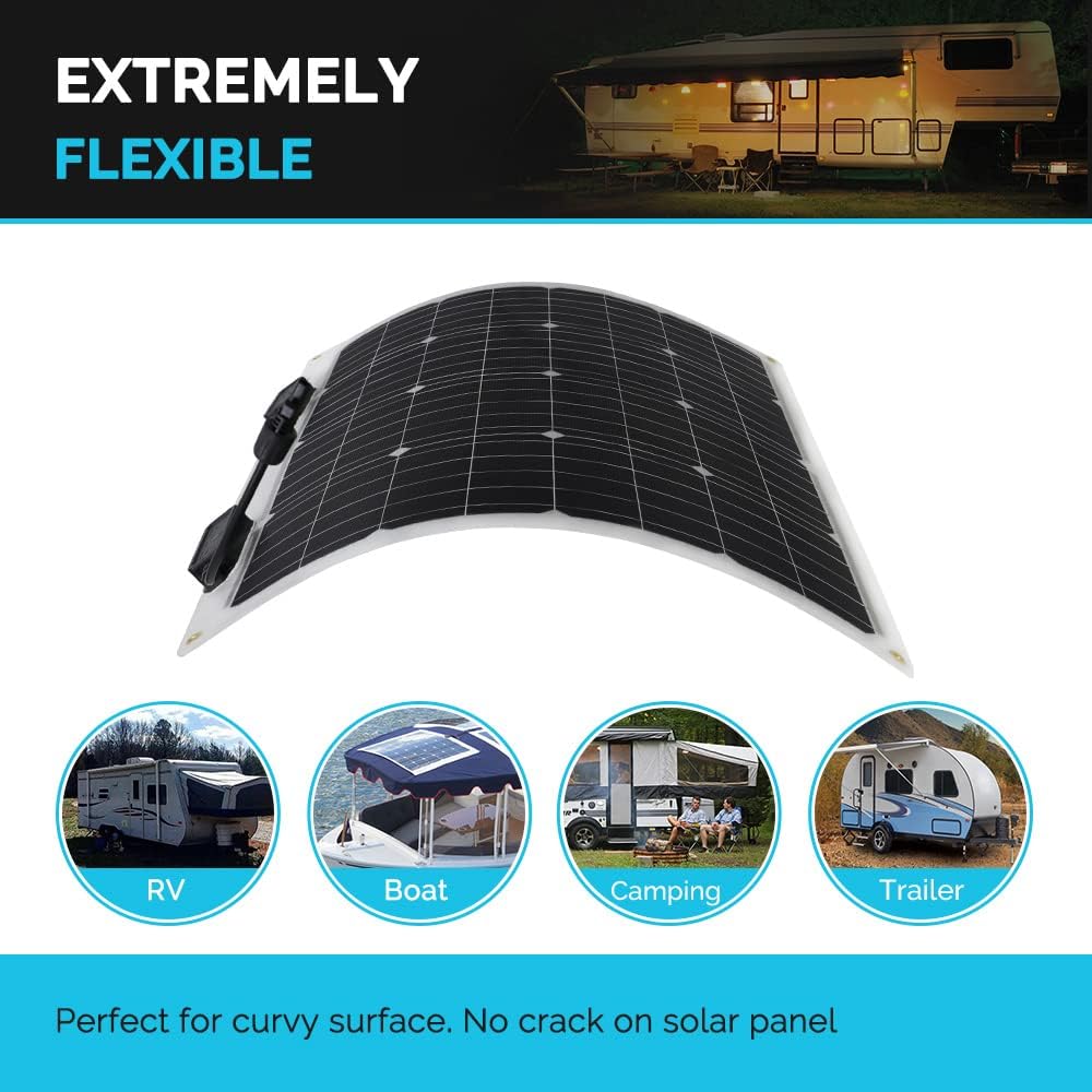Flexible Solar Panel 50 Watt 12 Volt Monocrystalline Pack of 2 E367