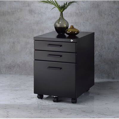 Black 3-Drawer Mobile Vertical Filing Cabinet K67257