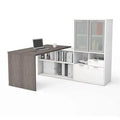Gray Reversible L-Shape Desk with Hutch D15773