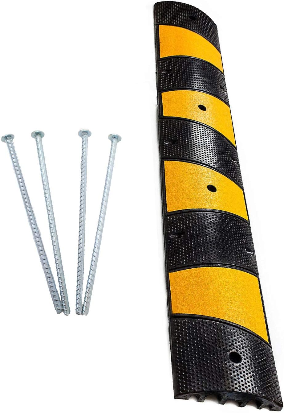 Modular Rubber 6ft Speed Bump Hump with 4 Steel Spikes J6583