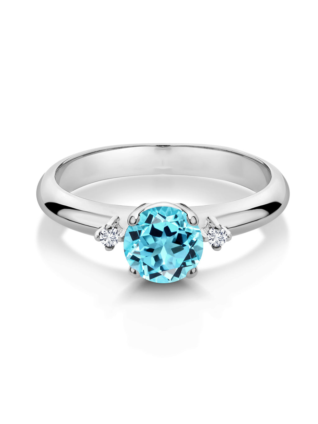 1.03 Ct Swiss Blue Topaz 925 Sterling Silver 3-Stone Engagement Ring I264168
