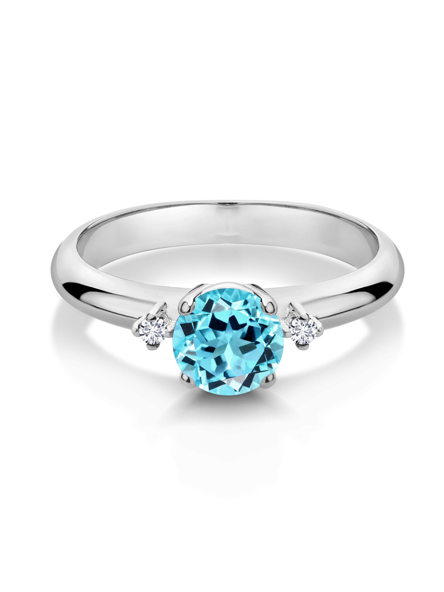 1.03 Ct Swiss Blue Topaz 925 Sterling Silver 3-Stone Engagement Ring I264168