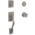 Satin Nickel Dummy Door Handleset with Glass Door Knob and Trim M4669