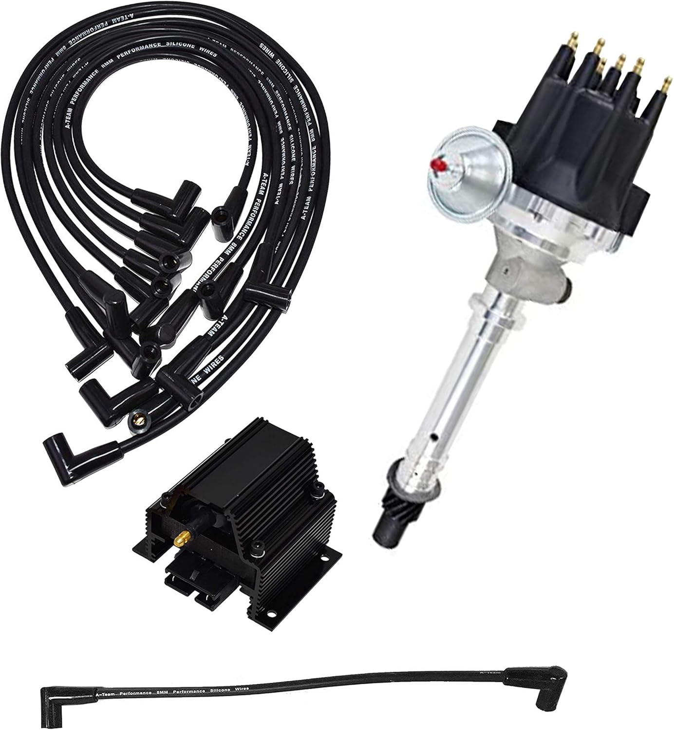 Black 8.0mm Spark Plug Wires Distributor Coil for Chevy Corvette SBC J7793