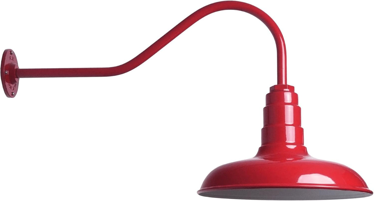 Gooseneck Barn Light with Steel Dome (11 Gooseneck, Green) Q839495
